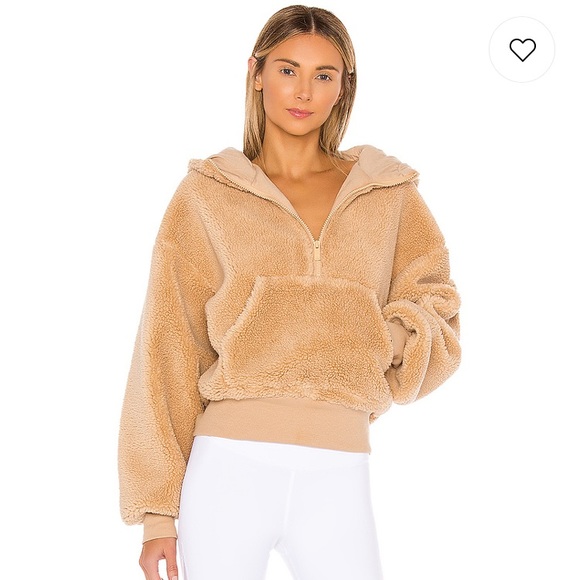 ALO Yoga Jackets & Blazers - ALO Streetside half zip hoodie small Camel Sherpa
